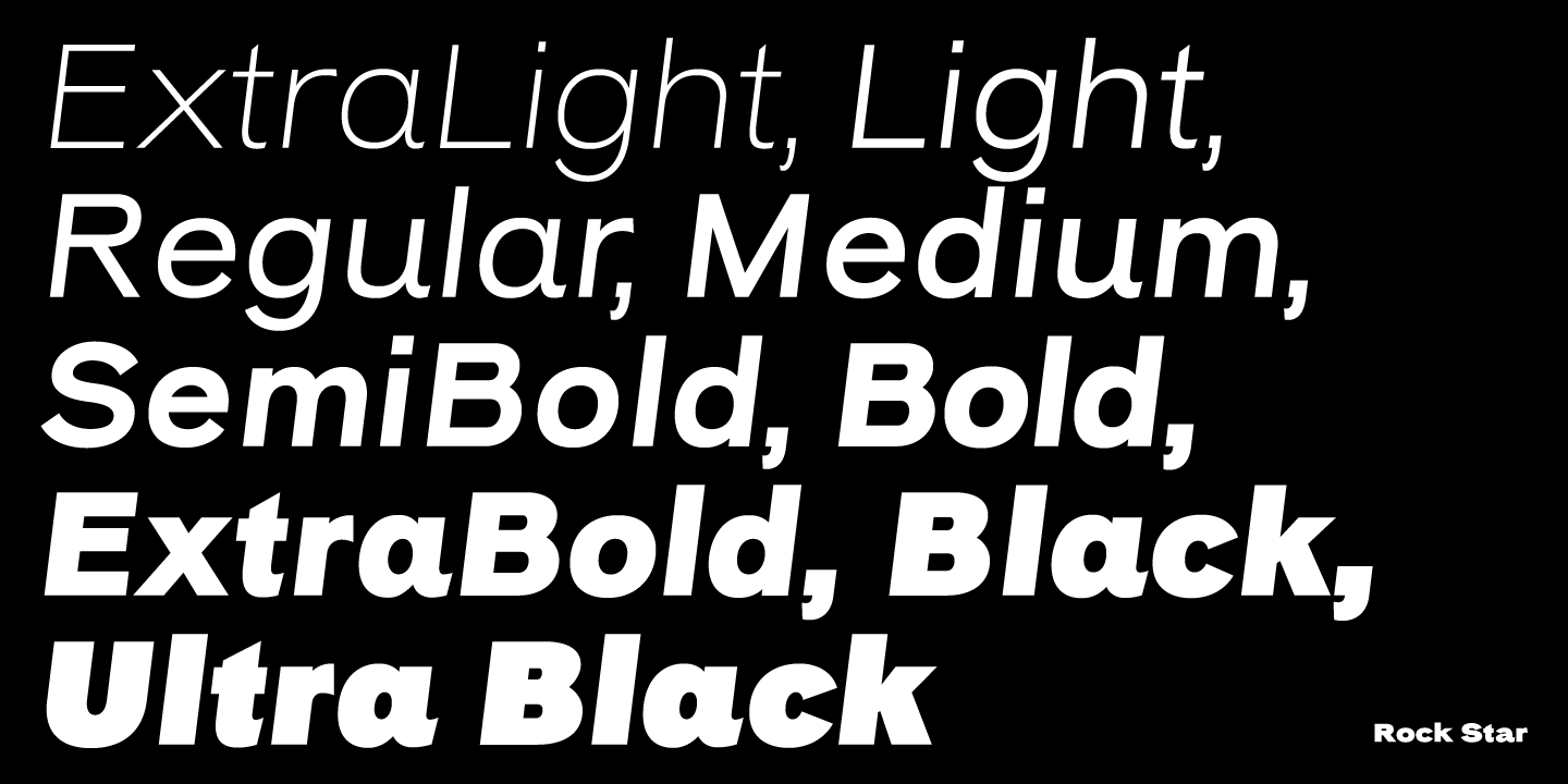 Ejemplo de fuente Rock Star Light Italic